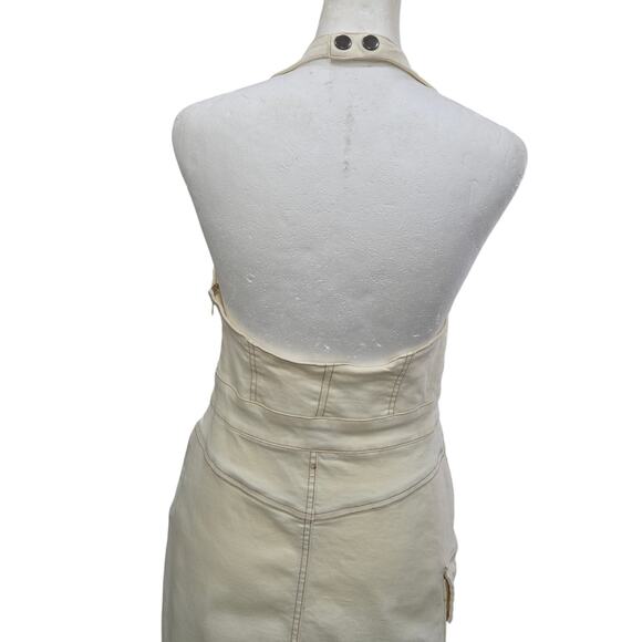 Urban Outfitters Jenny Halter Mini Dress Medium Denim Bustier‎ Cargo Utility Y2K - Picture 9 of 13